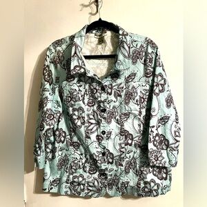 Mirror Image Floral Print Women's‎ Jacket-Size 1X